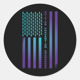 Patriottisch Amerikaans vlaggen - Zelfmoordprevent Ronde Sticker