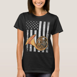 Patriottisch Amerikaans vlagontwerp - Franse Horn T-shirt