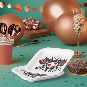 Patriottisch Amerikaans Voetbal Ontwerp USA Vlag F Papieren Bordje