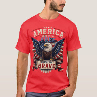 Patriottisch Amerikaanse Adelaar 4 juli T-shirt on