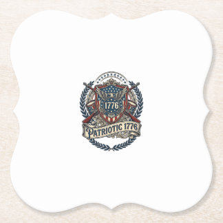Patriottisch Battleschild 1776 Militair Geïnspiree Kartonnen Onderzetters