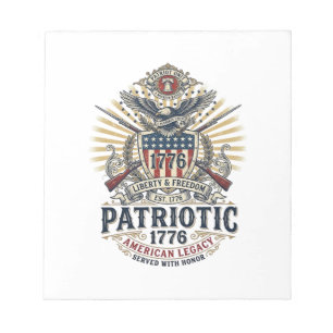 Patriottisch Battleschild 1776 Militair Geïnspiree Notitieblok