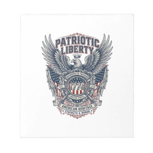 Patriottisch Battleschild 1776 Militair Geïnspiree Notitieblok
