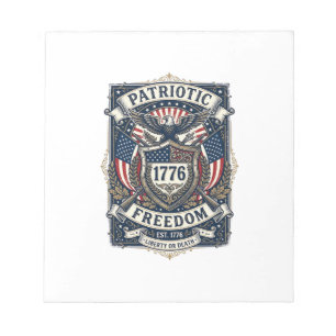 Patriottisch Battleschild 1776 Militair Geïnspiree Notitieblok
