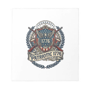 Patriottisch Battleschild 1776 Militair Geïnspiree Notitieblok