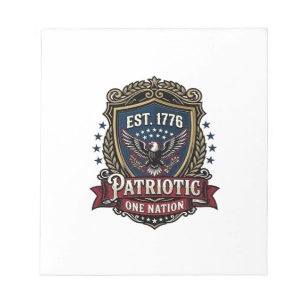 Patriottisch Battleschild 1776 Militair Geïnspiree Notitieblok