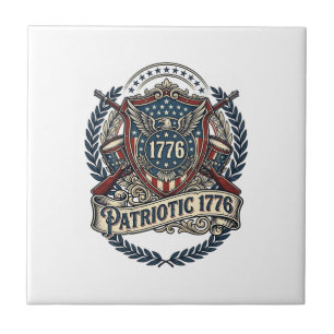 Patriottisch Battleschild 1776 Militair Geïnspiree Tegeltje
