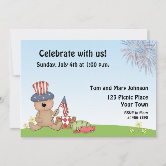 Patriottisch Beer Picnic, BBQ Uitnodiging (Voorkant)