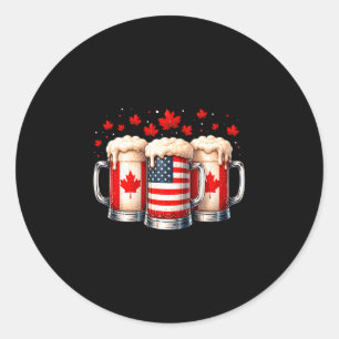 Patriottisch bier canada usa vlag esdoornblad cana ronde sticker