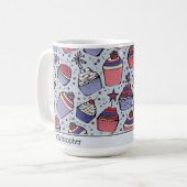 Patriottisch Blauw Juli 4e Cupcakes Douane Koffiemok (Voorkant links)