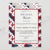 Patriottisch blauw rood Star Rose Bouquet Vrijgeze Kaart (Voorkant / Achterkant)