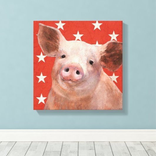 Patriottisch Boerderij - Varkens Canvas Afdruk (Insitu (Houten vloer))