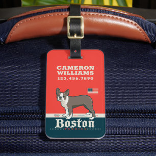 patriottisch   Boston Terrier Bagagelabel