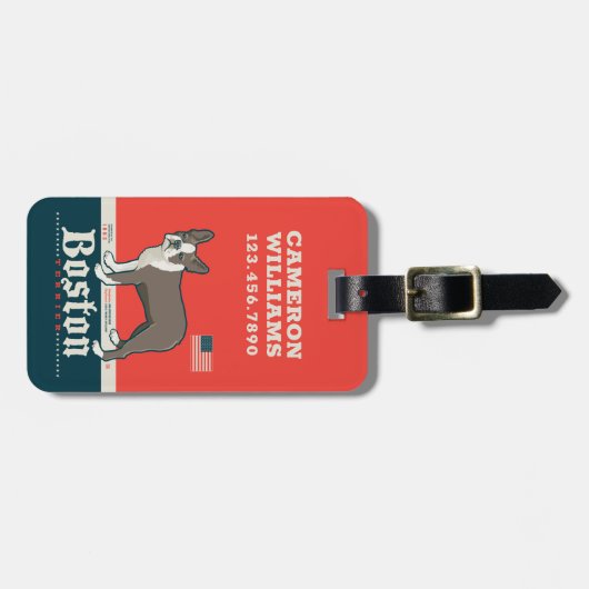patriottisch | Boston Terrier Bagagelabel (Voorkant horizontaal)