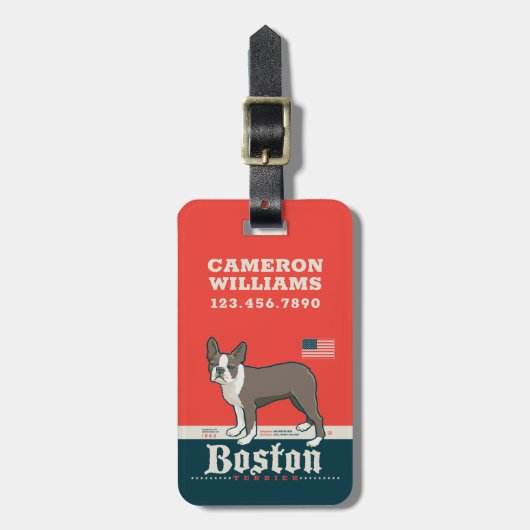 patriottisch | Boston Terrier Bagagelabel (Voorkant verticaal)