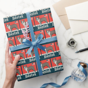 patriottisch   Boston Terrier Cadeaupapier