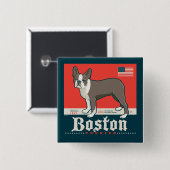patriottisch | Boston Terrier Vierkante Button 5,1 Cm (Voorkant /achterkant)