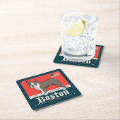 patriottisch | Boston Terrier Vierkante Kartonnen Onderzetter (Insitu)