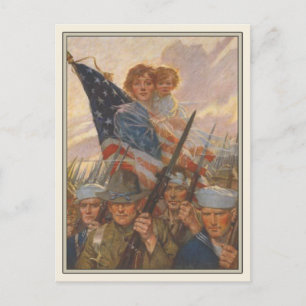 Patriottisch Briefkaart met WWII Propaganda Poster