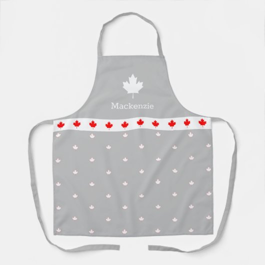 Patriottisch Canadees rood en wit maanblad | GRAY Schort (Voorkant)