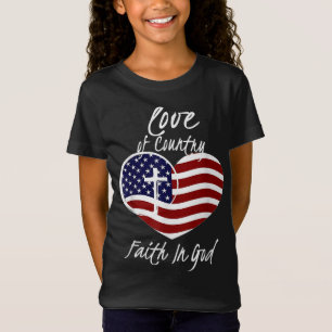 Patriottisch Christelijk geloof in God Heart Cross T-shirt