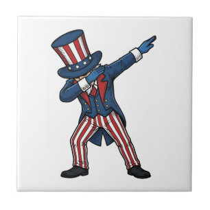 Patriottisch Dabbing Karakter Vintage Vector Desig Tegeltje