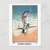  Patriottisch, dame, Eagle met Amerikaanse vlag Briefkaart (Voorkant)