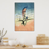  Patriottisch, dame, Eagle met Amerikaanse vlag Poster (Keuken)