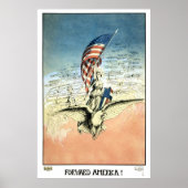  Patriottisch, dame, Eagle met Amerikaanse vlag Poster (Voorkant)