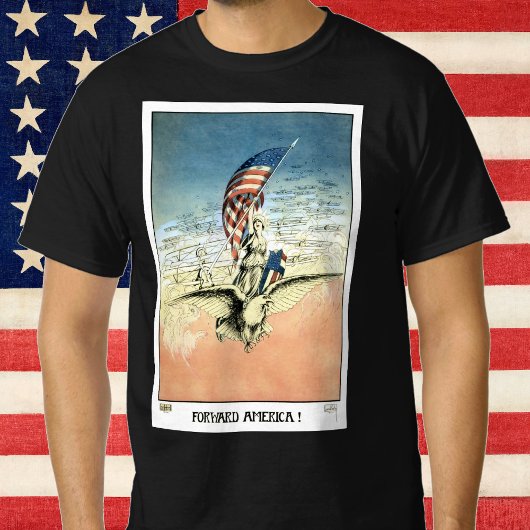  Patriottisch, dame, Eagle met Amerikaanse vlag T-shirt