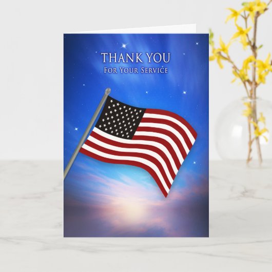 Patriottisch, dank u, Amerikaanse vlag bij Twiligh Kaart (Gele Bloem)