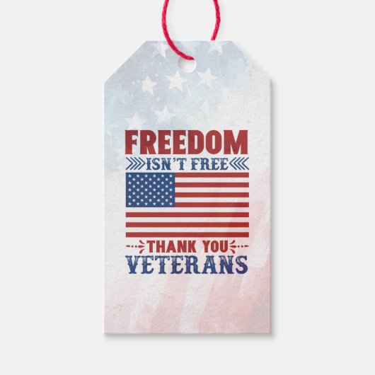 Patriottisch Dank u Veterans Freedom Gift Label Cadeaulabel (Voorkant)