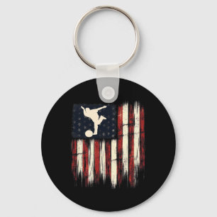 Patriottisch Distressed Flag Gift voor Mannen Kind Sleutelhanger