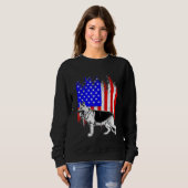 Patriottisch Duits Shepherd American Flag Hondenli Trui (Voorkant volledig)