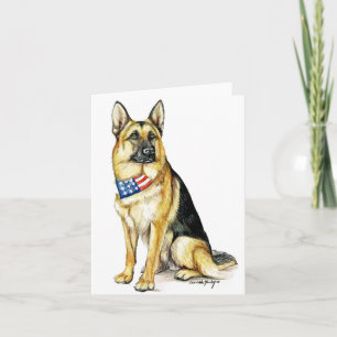 Patriottisch Duits Shepherd Dog Art Note Card Kaart