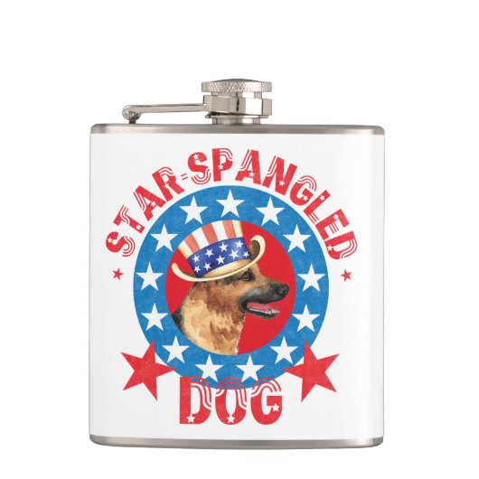 Patriottisch Duits Shepherd Heupfles (Voorkant)