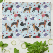 Patriottisch Duits Shepherd Pattern Theedoek (Gevouwen)