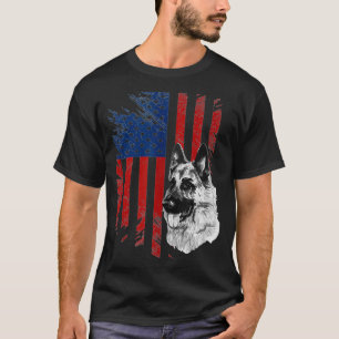 Patriottisch Duits Shepherd USA American Flag Dog T-shirt