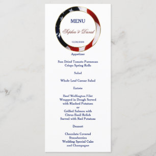 Patriottisch, Elegant USA Flag Gold Wedding Menu