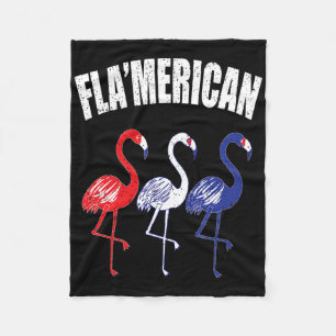 Patriottisch Flamingo Red White Blue Juli 4e Indep Fleece Deken
