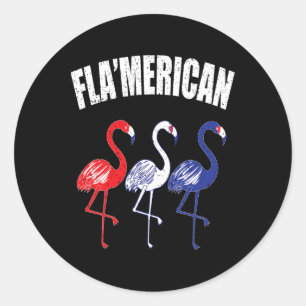 Patriottisch Flamingo Red White Blue Juli 4e Indep Ronde Sticker