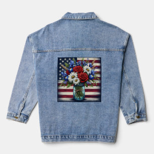 Patriottisch, floraal verdrietig Amerikaans Denim Jacket