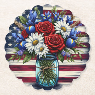 Patriottisch, floraal verdrietig Amerikaans Kartonnen Onderzetters