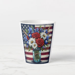 Patriottisch, floraal verdrietig Amerikaans Latte Mok