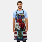 Patriottisch, floraal verdrietig Amerikaans Schort (Gedragen)