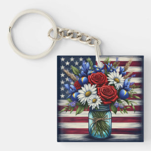 Patriottisch, floraal verdrietig Amerikaans Sleutelhanger