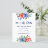 Patriottisch Floral Red Blue Afstuderen sparen de  (Staand voorkant)