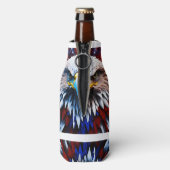 Patriottisch fractal eagles-T-shirt Flesjeskoeler (Fles Achterkant)