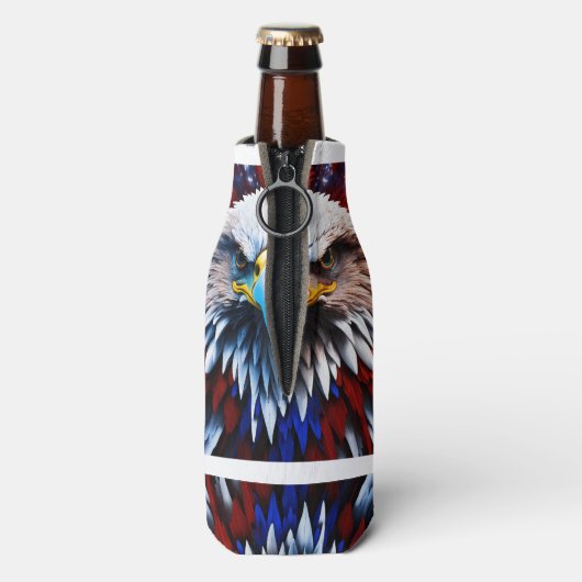 Patriottisch fractal eagles-T-shirt Flesjeskoeler (Fles Achterkant)