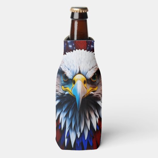 Patriottisch fractal eagles-T-shirt Flesjeskoeler (Fles Voorkant)